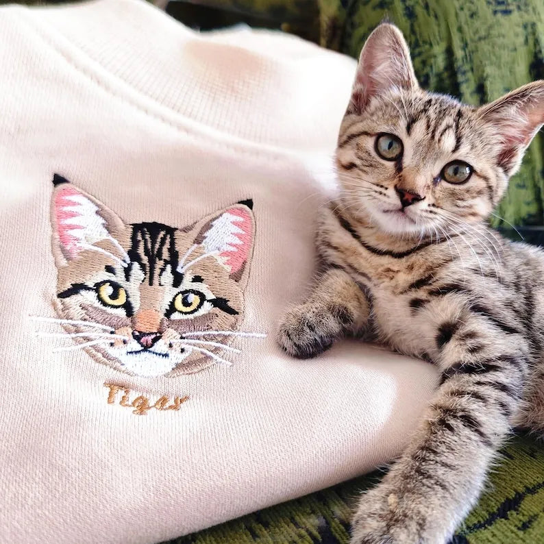 Custom Dog Face Embroidered Sweatshirt - Personalized Pet Photo Hoodie for Dog Lovers- Colorful Design