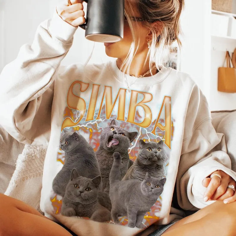 Custom Photo Vintage 90s Graphic Tee, Personalized Pet Shirt, Bootleg Rap Dog Shirt