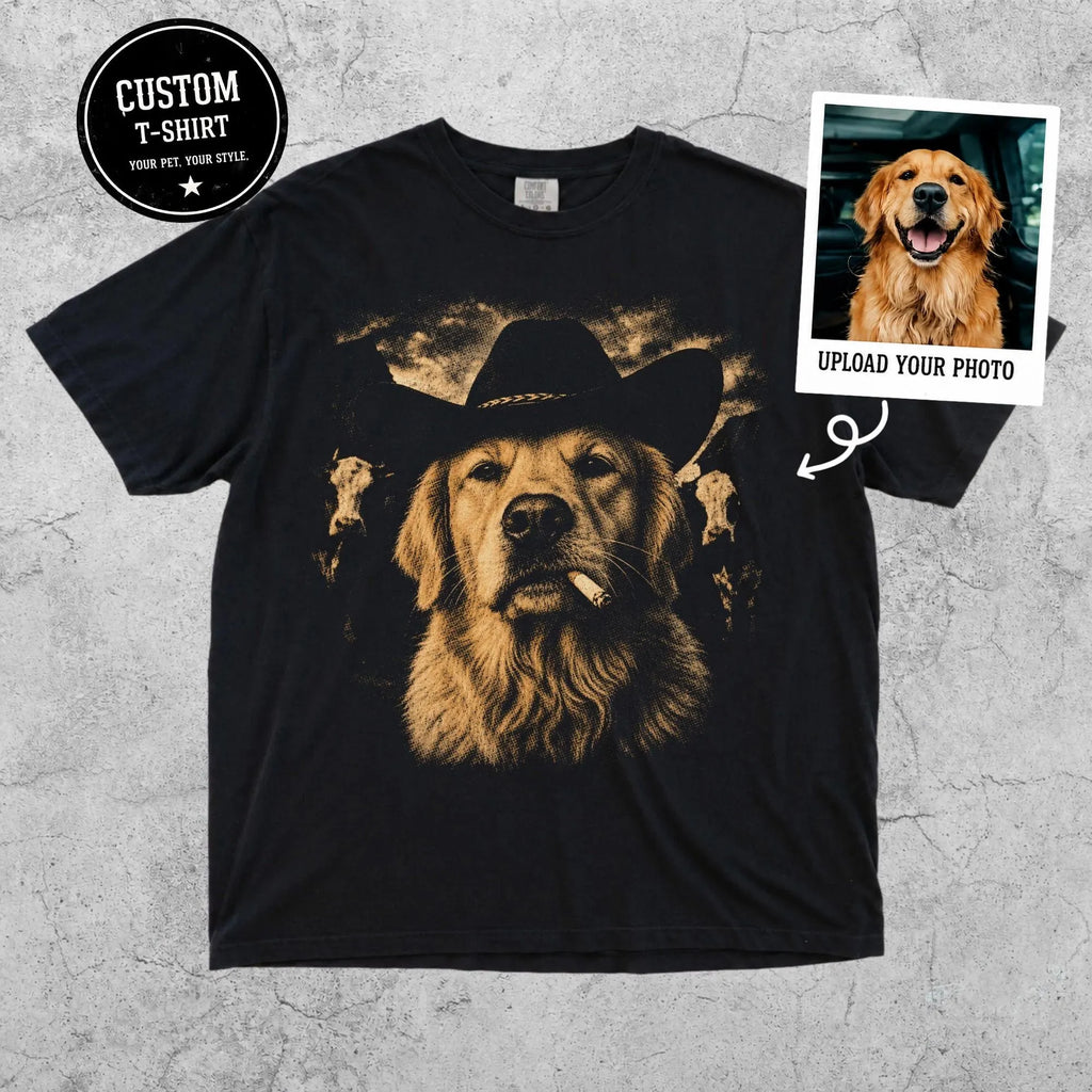 Custom Cowboy Dog Shirt, Custom Dog Meme Graphic Tee
