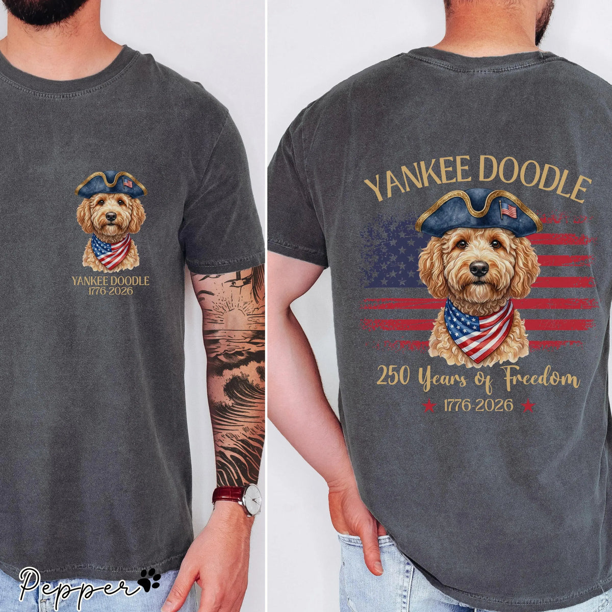 Custom Pet Photo Patriotic Dog Tee, America 250th Anniversary Shirt