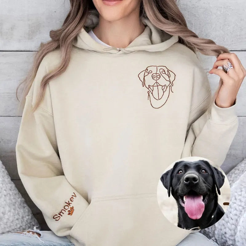 Custom Embroidered Pets Hoodie,Personalised one-line Pet Sweatshirt
