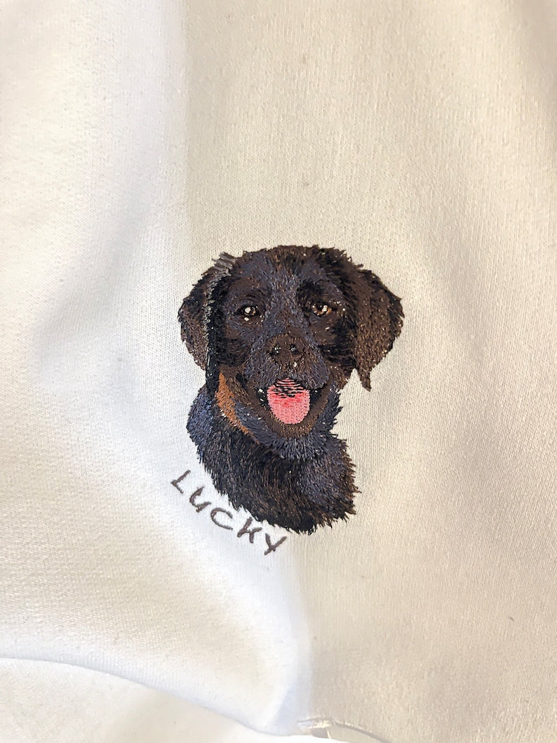 Personalized Embroidered Pet Sweatshirt, Custom Pet Portrait Sweatshirt- Colorful Design