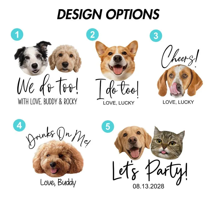 Custom Pet Wedding Plastic Cups, Personalized Dog Portrait Wedding Cup Favor