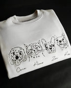 Custom Embroidered Pet Face Sweatshirt,Personalized hoodie embroidered with multiple pets- Stylish Outline Style