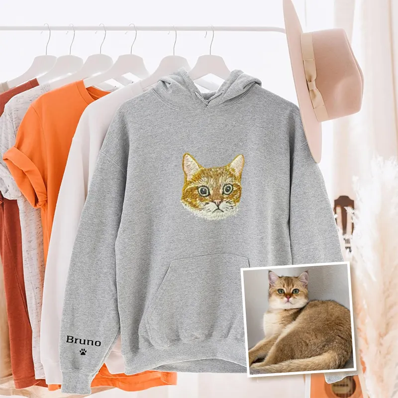 Golden-shaded Cat Lover Custom Embroidered Sweatshirt Hoodie T-shirt