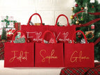 Custom Name Gift Bag & Charm, Holiday Gift Bags with Name, Christmas Eve Gift Bags