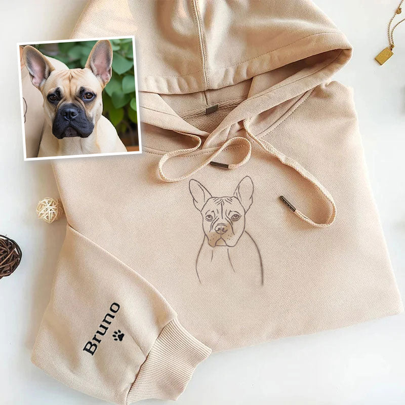 Custom Pet Portrait Outline Embroidered Hoodie/Sweatshirt/T-shirt, Hand Drawn Line Art T-shirt- Stylish Outline Style
