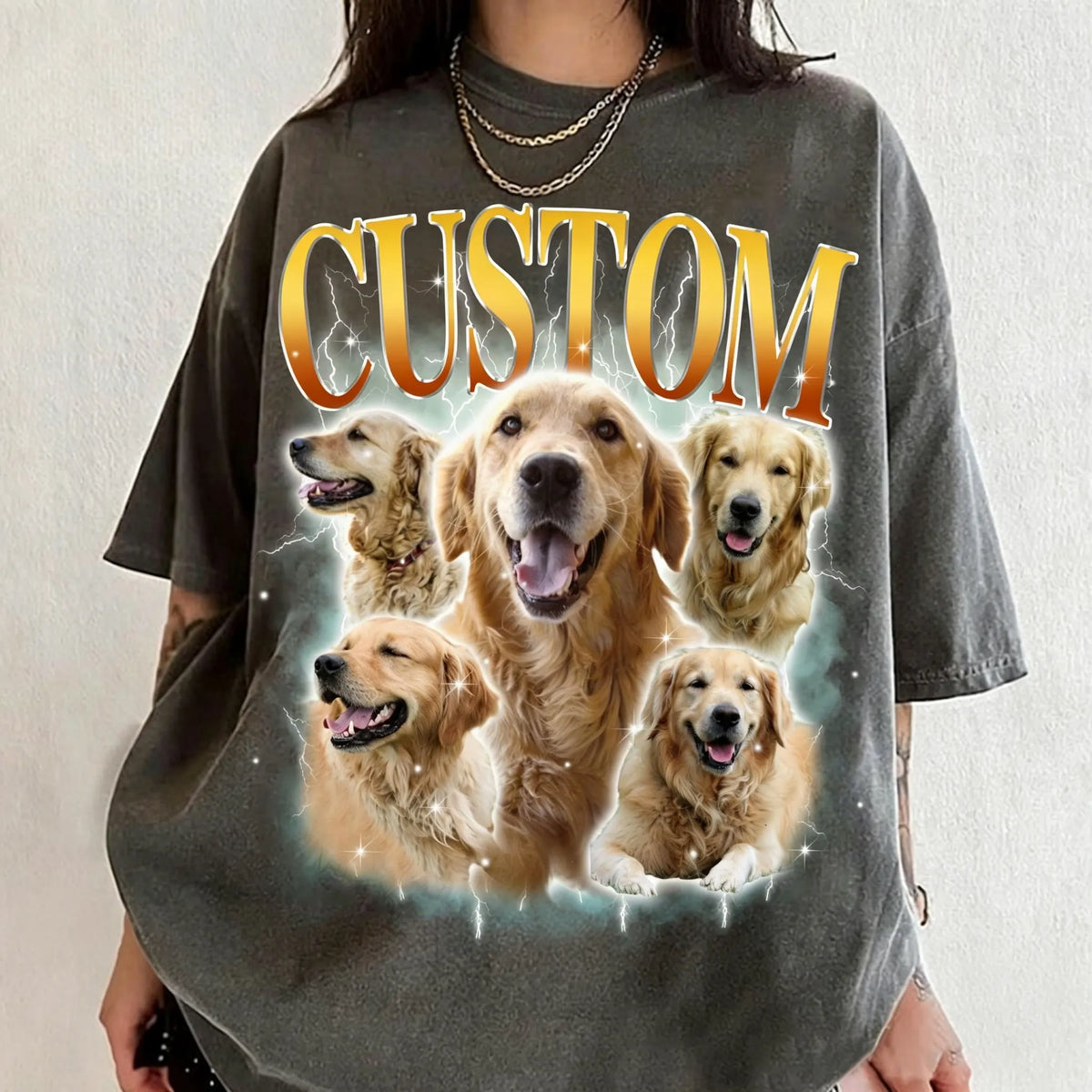 Custom Pet Vintage Bootleg T-Shirt, Retro Personalized Pet Photo + Name Shirt