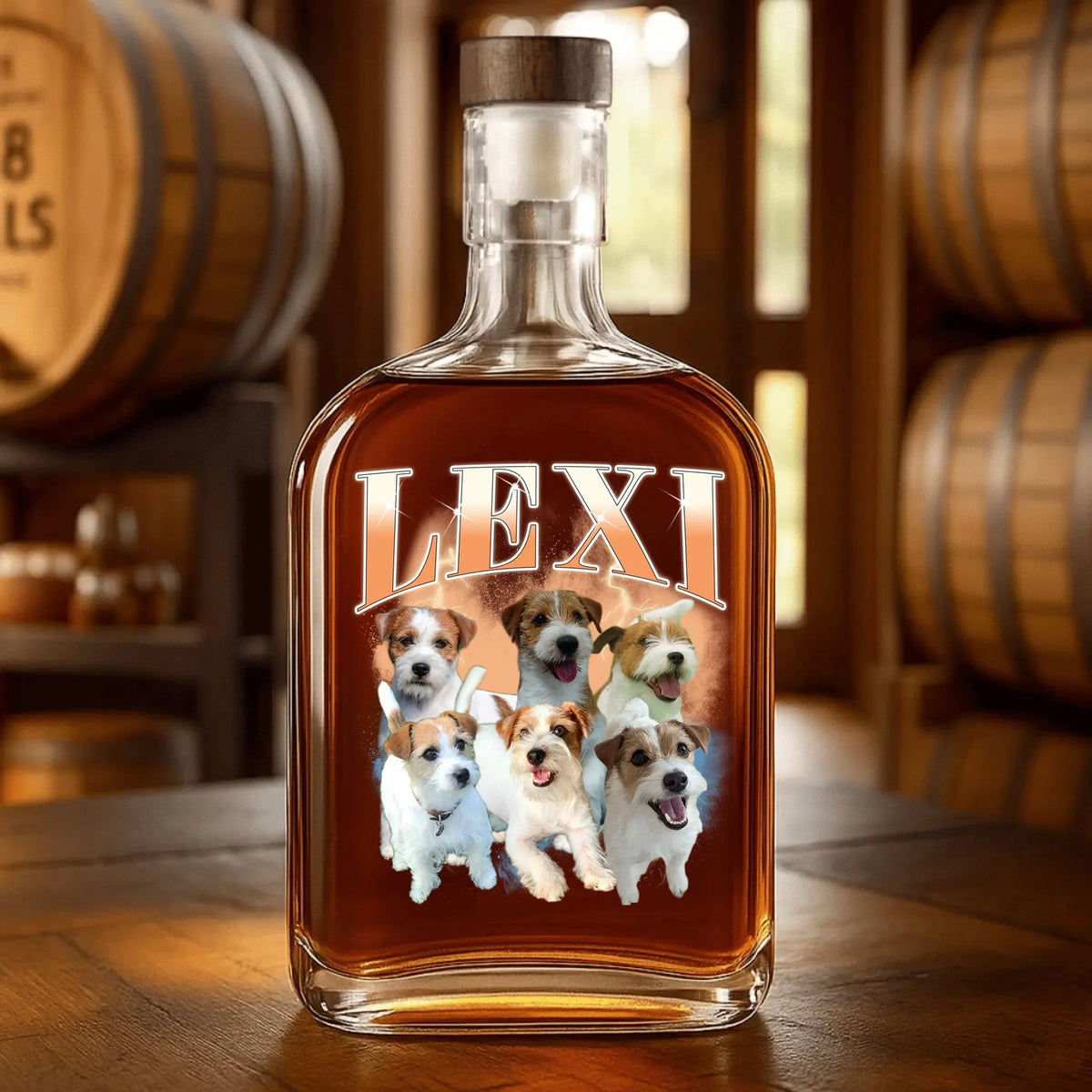 PetFiestas® Bootleg Vibe Custom Whiskey Bottles with Pet Portraits for Dog Dad