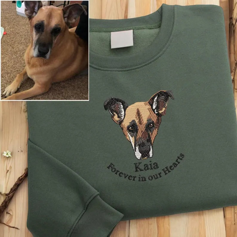 Embroidered Dog Sweatshirt, Custom Embroidered Dog Name Sweatshirt Hoodie T-shirt Pet Memorial Gift- Colorful Design