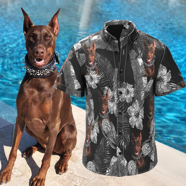 Custom Pet Face Hawaiian Style Flowers Pet Face Hawaiian Shirts