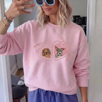 Custom Pet Portrait Embroidered Sweatshirt With Locket Frame, Personalized Pet Photo Heart Coquette Bow Crewneck