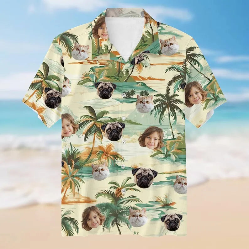 Custom Photo Dog Hawaiian Shirt, Dog Dad Hawaiian Aloha Shirt