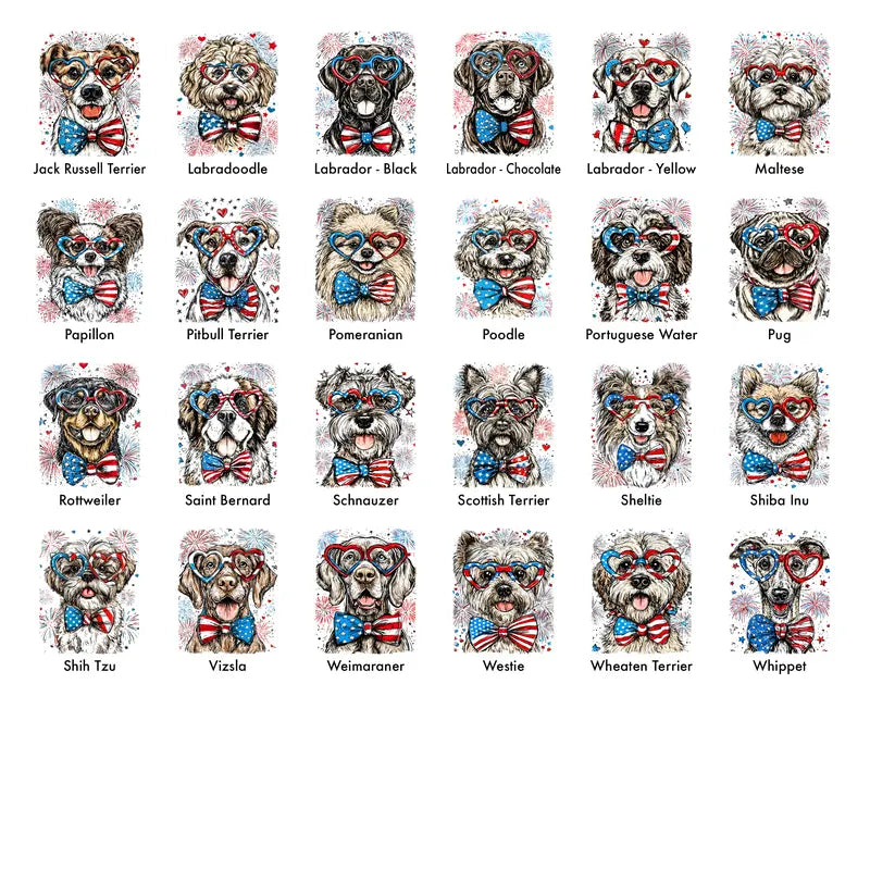 Custom USA Patriotic Dog T-Shirt, 4th of July Dog Graphic Tee
