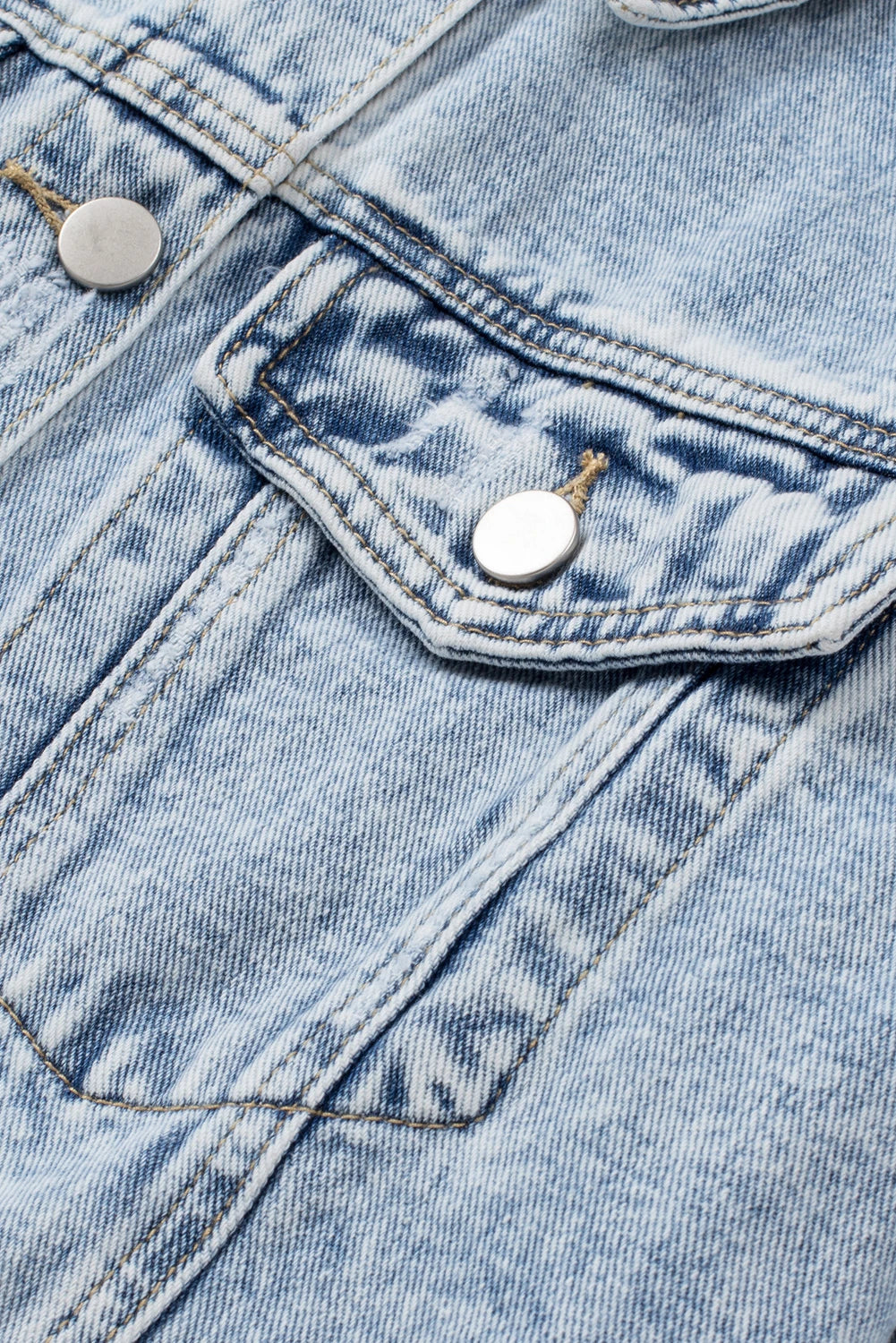 Custom Pet Portrait Embroidered Denim Jacket, Lapel Distressed Raw Hem Buttons Denim Jacket