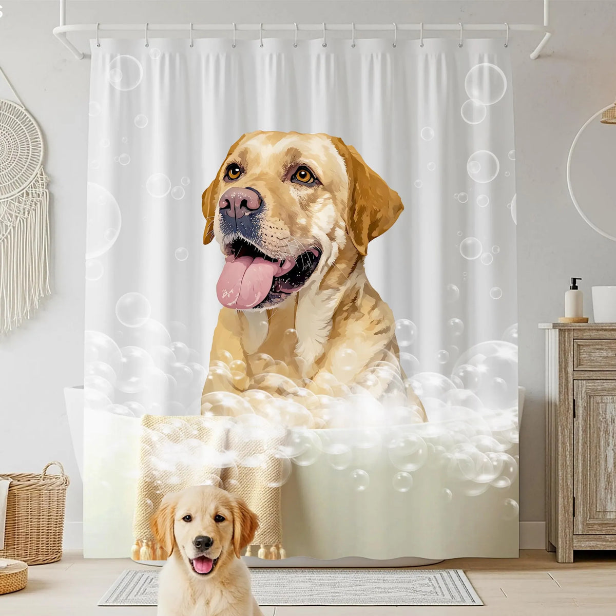 Custom Pet Shower Curtains Using Pet Photo Personalized Dog Shower Curtain