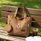 Custom Pet Portrait Tote Bag - Personalized Canvas Bag with Pet Name