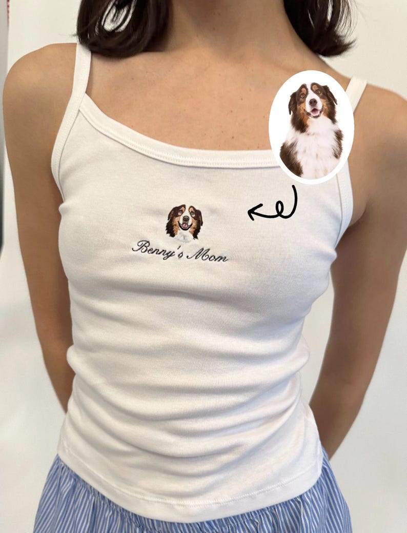 Custom Embroidered Pet Portrait Crop Tank Top