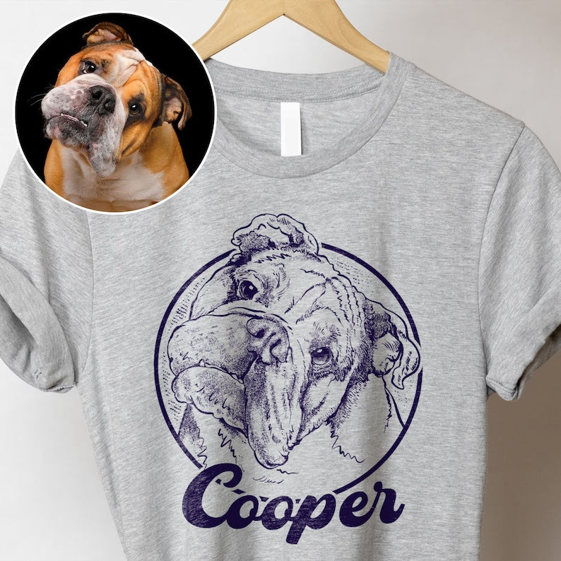 Personalized Dog Hand-drawing Shirt, Custom Dog Photo T-Shirt Sweatshirt Hoodie