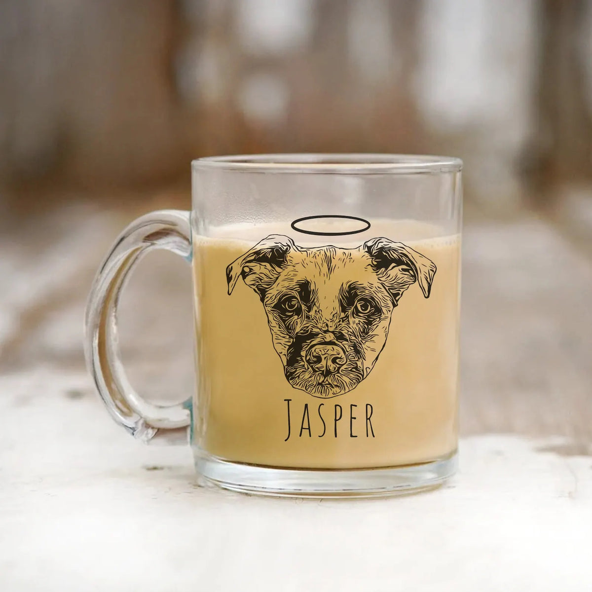 Custom Pet Portrait Glass Mug - Personalized Dog/Cat Memorial Gift with Illustration