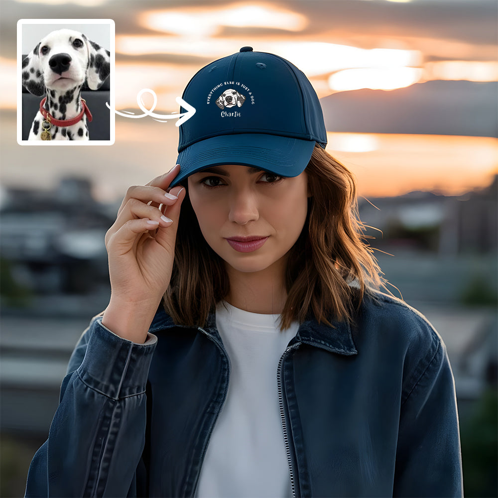 Custom Pet Portrait Embroidered Baseball Cap Funny Quote Hat