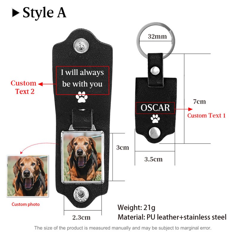 Pet Memorial Keychain, Custom Dog Picture Keychain, Pet Loss Gift, Dog Mom Keychain