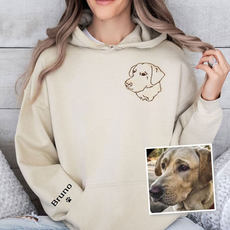 Custom Pet Embroidered Sweatshirt,Custom Dog Portrait,Embroidered Sweatshirt,Custom Pet Gifts- Stylish Outline Style