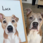 Custom Light Pet Portrait Hand Drawn Light Canvas Frame