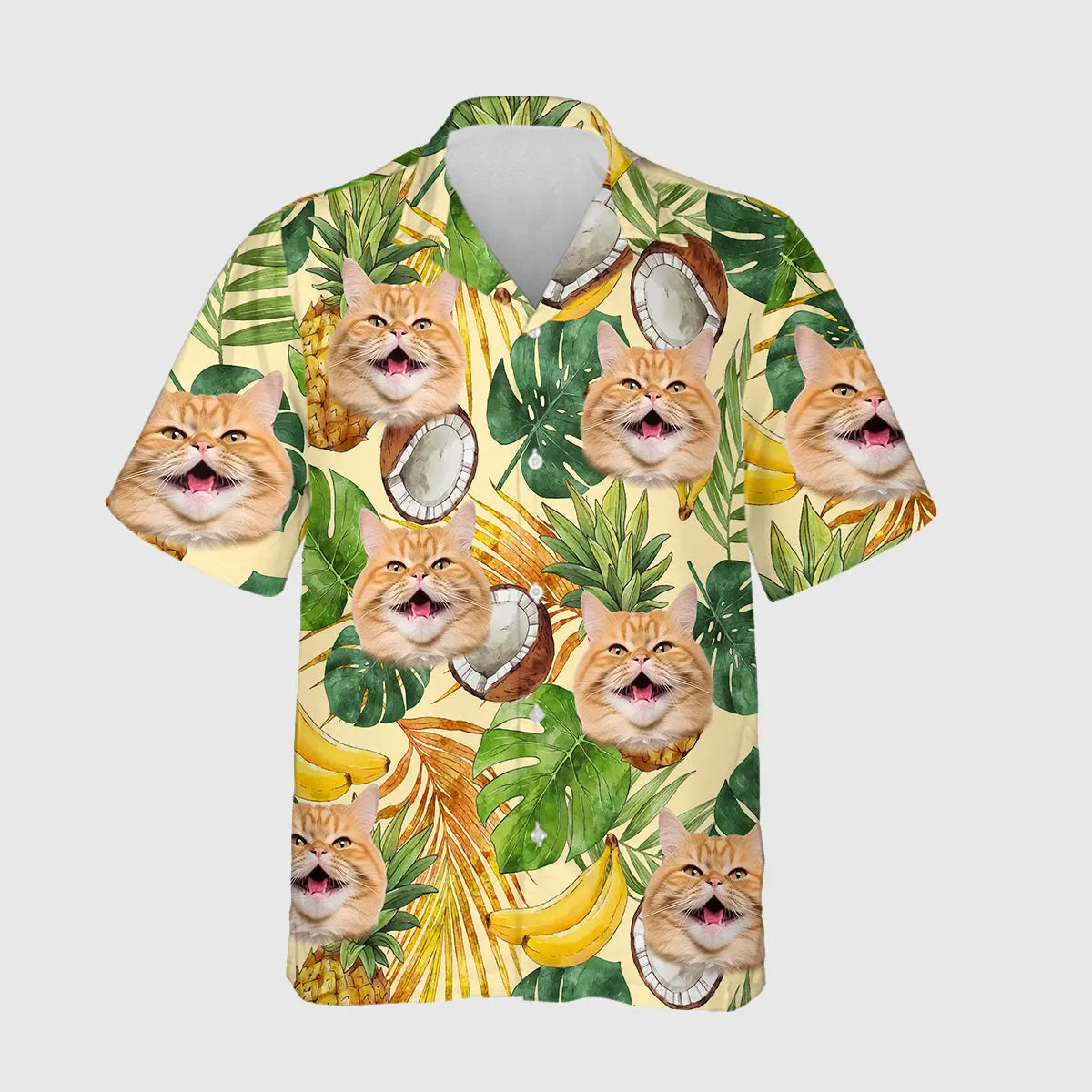 Coconut Bud Shirt - Personalized Custom Cat Photo Hawaiian Shirt Beach Shorts Set