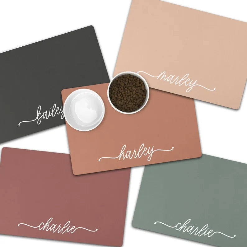 Personalized Dog Food Mat – Custom Name Mat for Dogs, Cats & New Pets | Pet Bowl Placemat