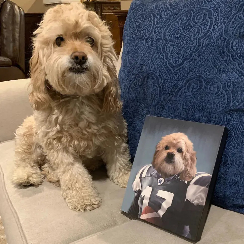The Football Player - Custom Pet Portrait Canvas Frame