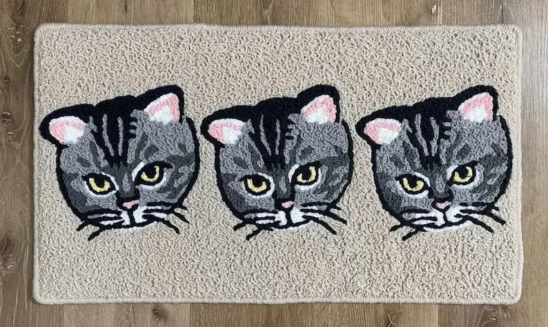 Custom Pet Portrait Rug - Personalized Cartoon Pet Rug, Animals, Dog, Cat, Handmade Custom Tufted Rug, Pet Portrait, Mac