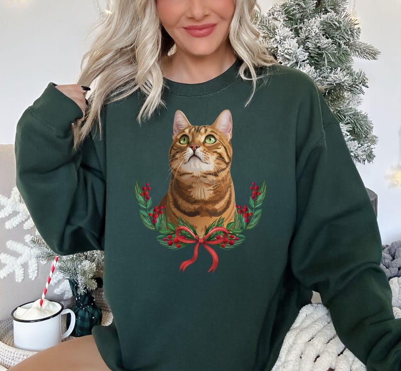 Custom Pet Christmas Sweatshirt from photo, Custom Dog Sweater Crewneck