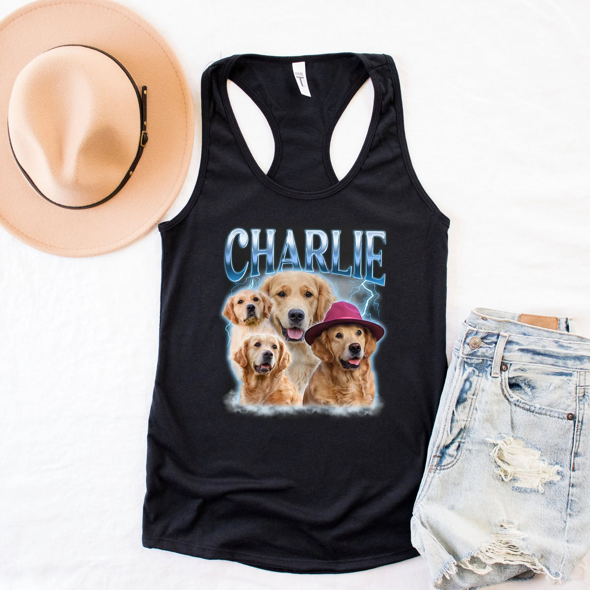 Vintage Custom Dog Tank Top Pet Tank Top, 90's Custom Photo Vintage Printing Tank Top