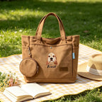 Custom Pet Portrait Tote Bag - Personalized Canvas Bag with Pet Name