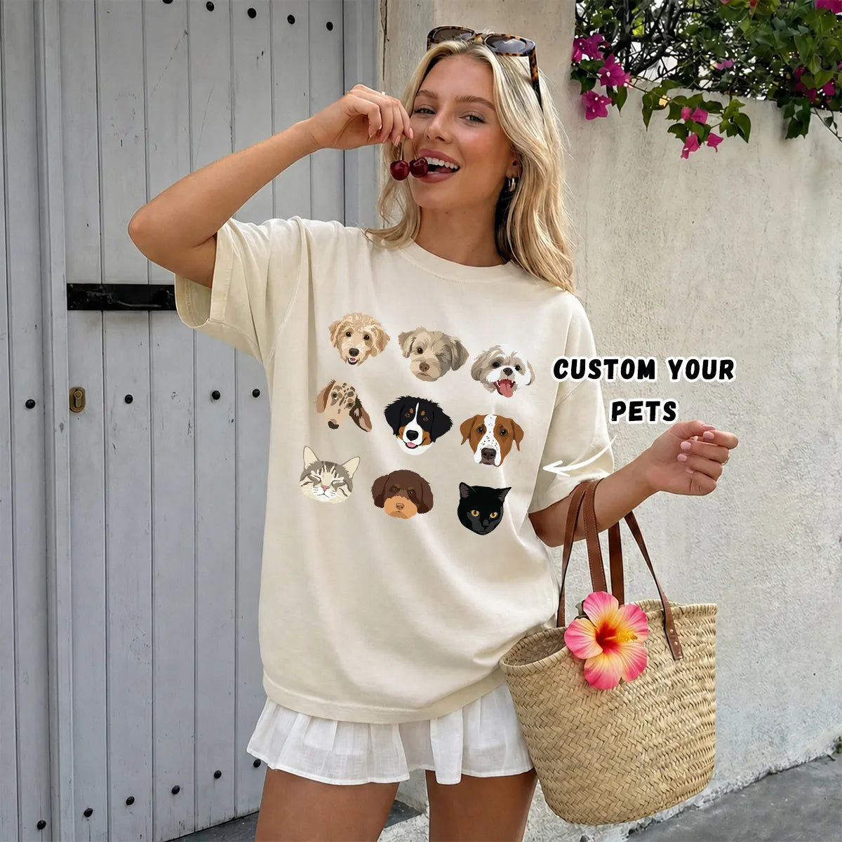 Custom Pet Illustration Graphic T-Shirt – A Wearable Work of Art Featuring Your Pets