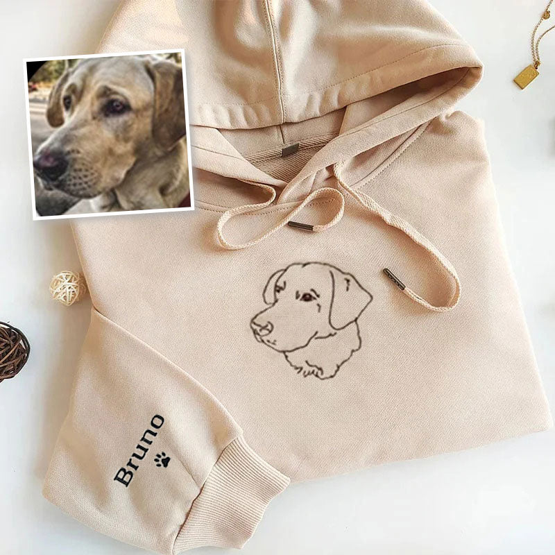Custom Pet Embroidered Sweatshirt,Custom Dog Portrait,Embroidered Sweatshirt,Custom Pet Gifts- Stylish Outline Style