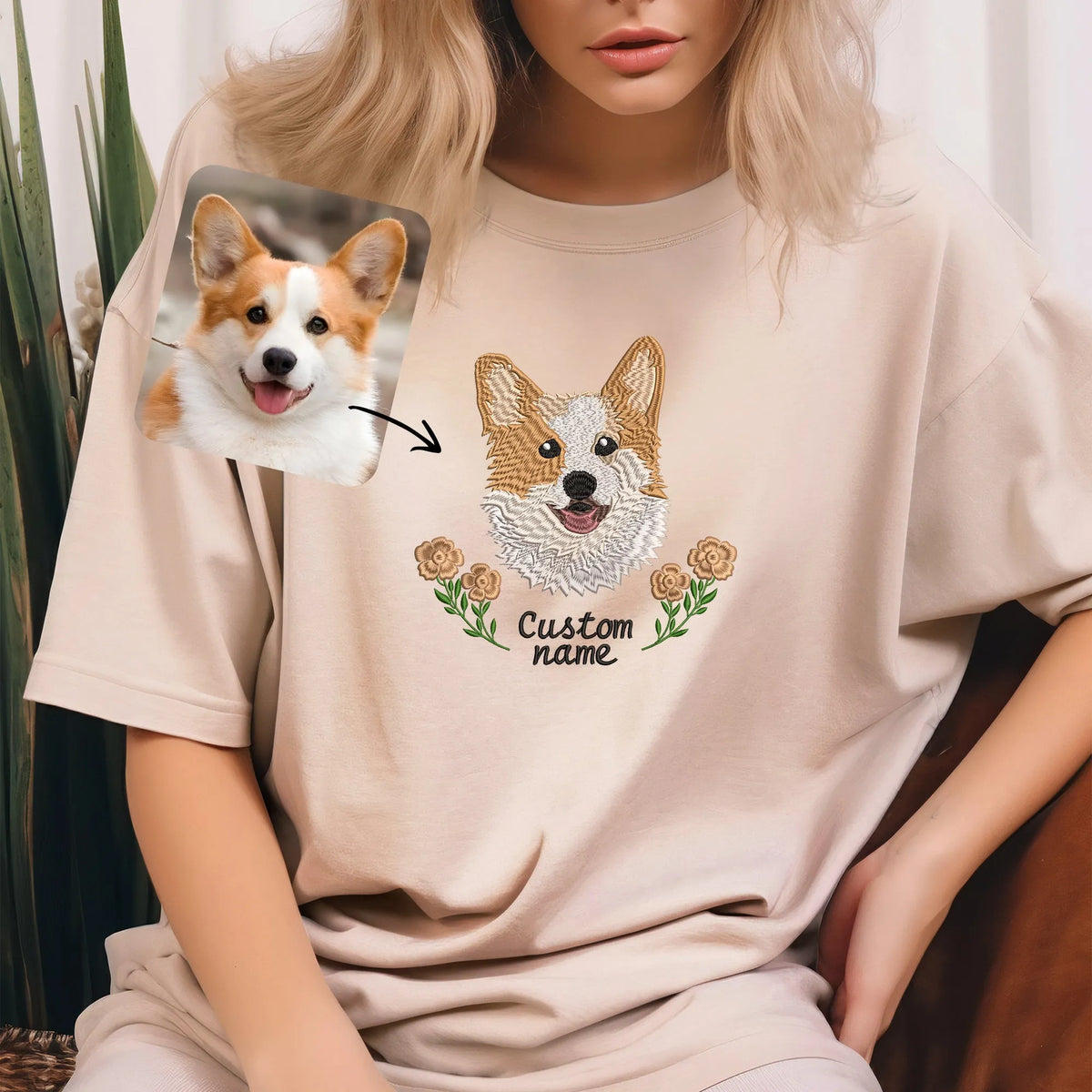 Custom Dog Portrait Embroidered Sweatshirt, Custom Pet Hoodie- Colorful Design