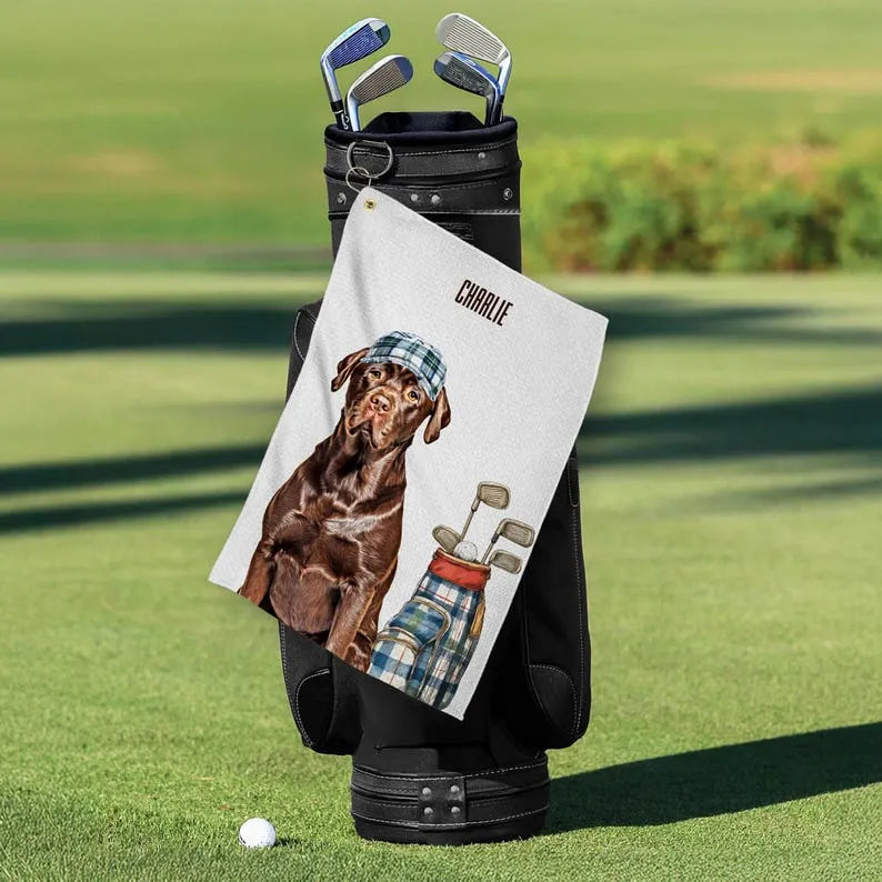 Custom Pet Golf Towel, Personalized Photo Golf Towel, Funny Dog Face on Golf Towel