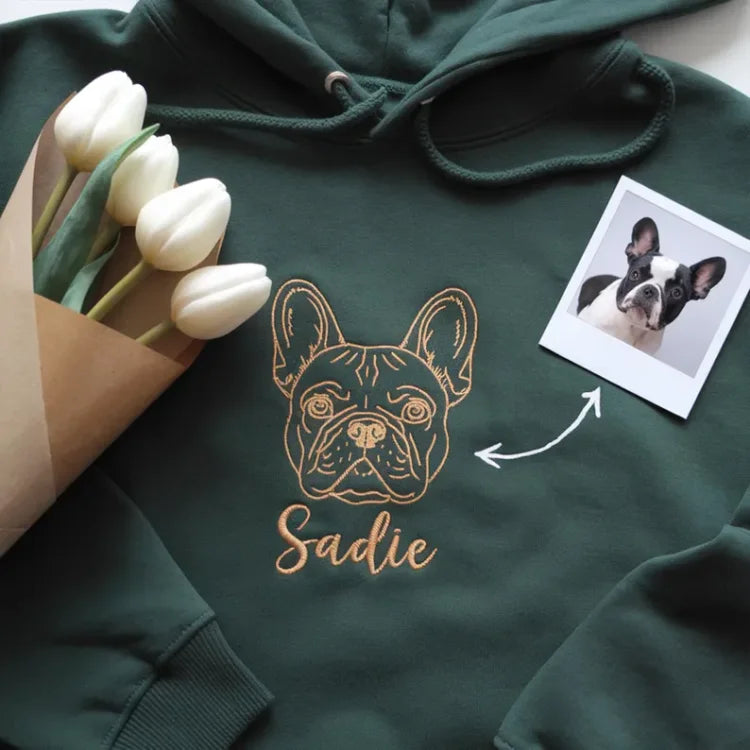 Custom EMBROIDERED Pet Outline Sweater Using Pet Photo & Name- Stylish Outline Style