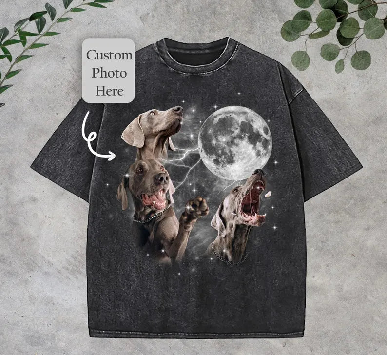 Custom Pet Shirt – Personalized Dog & Cat Tee with Moon Design and Pet Photo