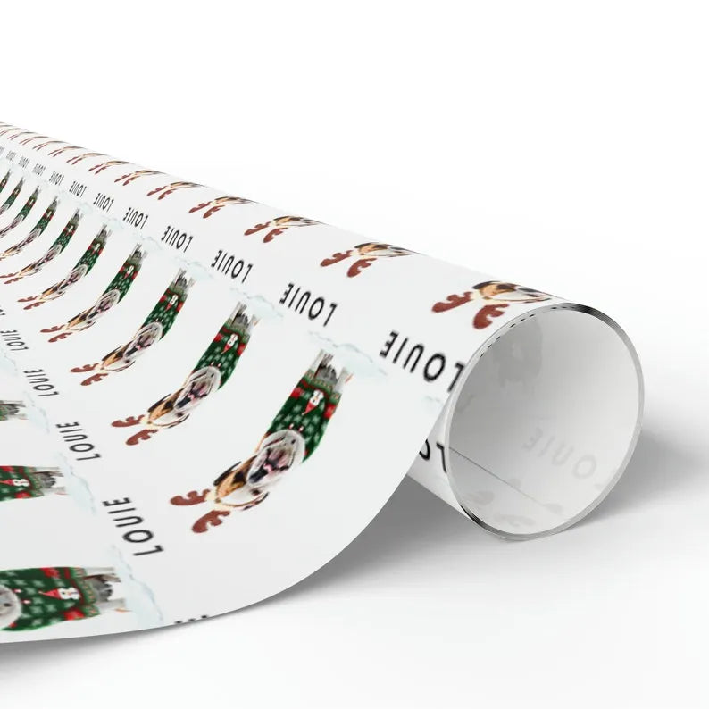 Custom Dog Gift Wrap, Dog Wrapping Paper Custom Pet Wrapping Paper, Name,Christmas Holiday Gift