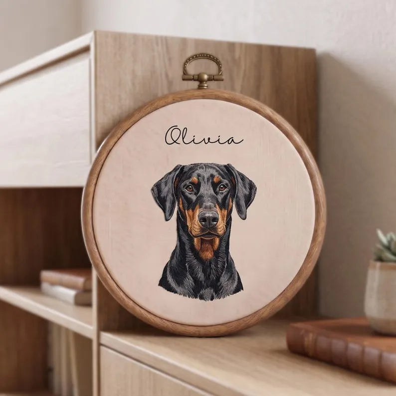 Personalized Pet Portrait Embroidery Hoop Art, Custom Dog Memorial Gift, Pet Loss Sympathy Gift