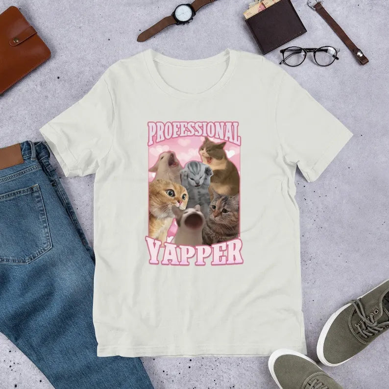Professional Yapper Funny Cat Shirt, Custom Pet Photo Retro Vintage Tee Sweatshirt Hoodie