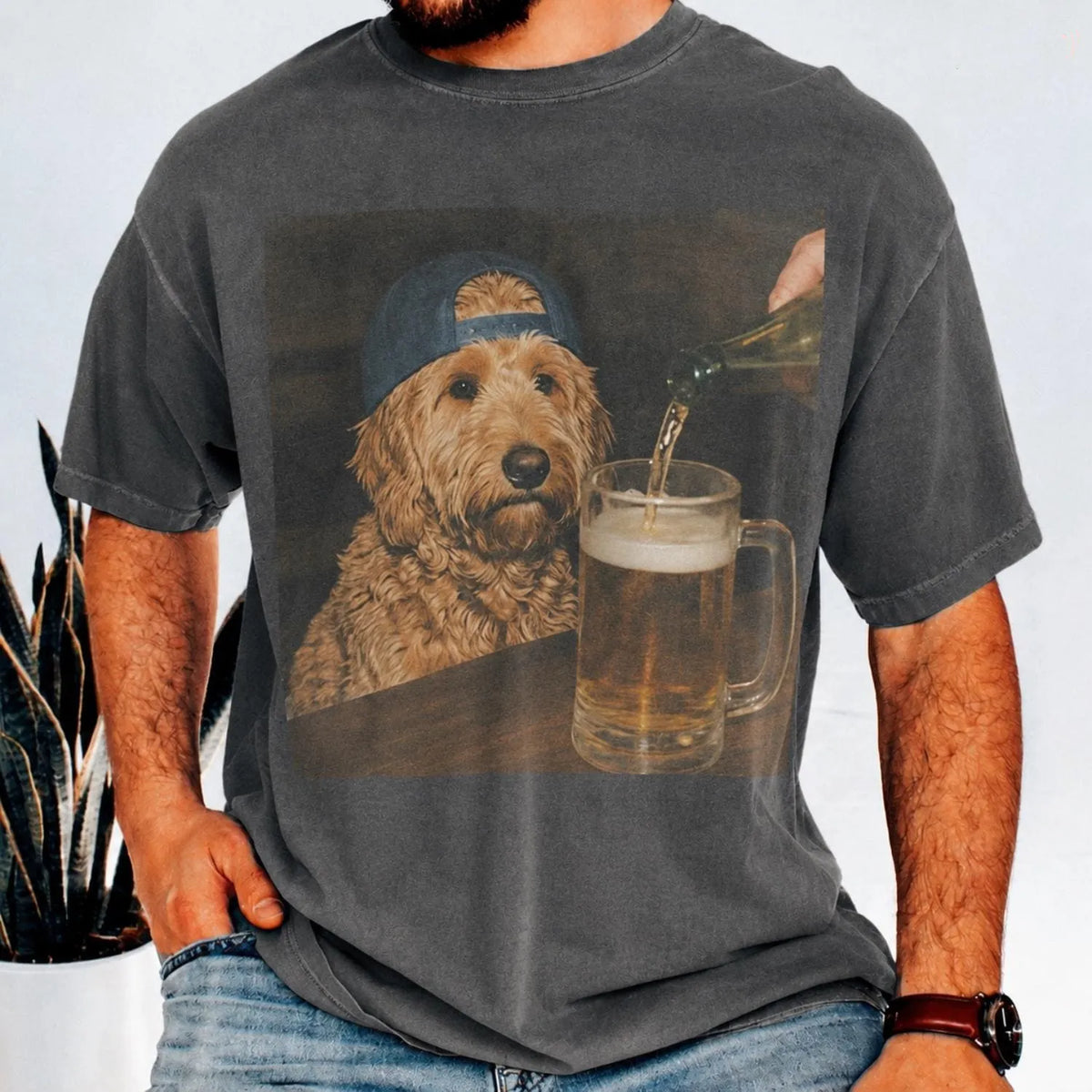 Custom Pet Drinking Beer Shirt, Meme Graphic Tee Using Your Pet Photo