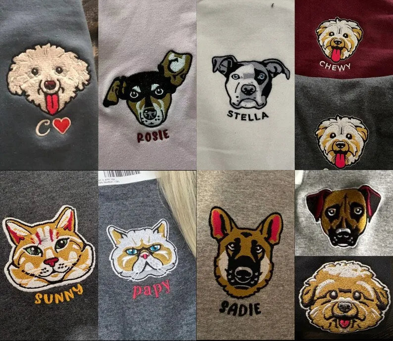 Personalized Embroidered Pet Sweater - Cartoon- Colorful Design