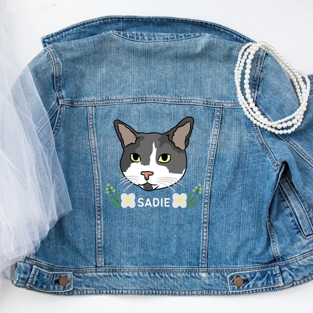 Custom Pet Photo + Name Denim Jacket, Personalized Pet Jean Jacket 