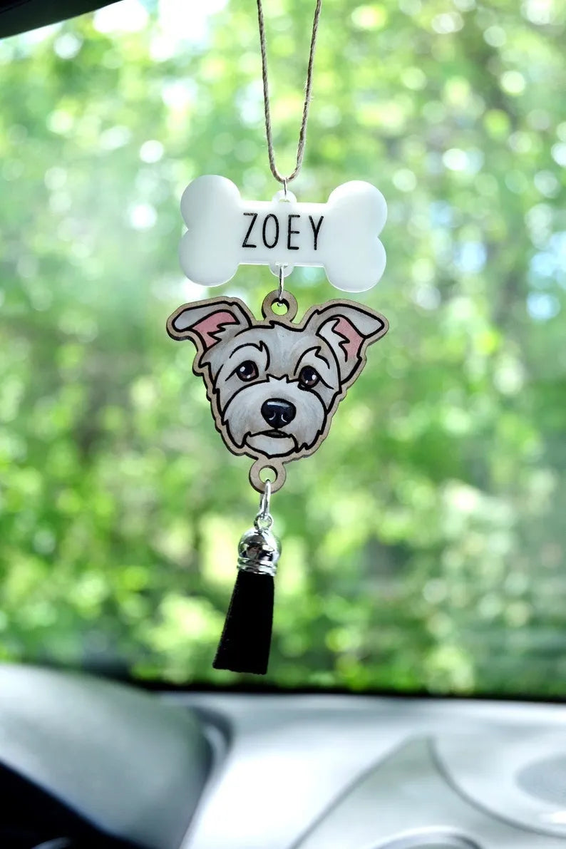 Custom Pet Portrait Rear View Mirror Charm