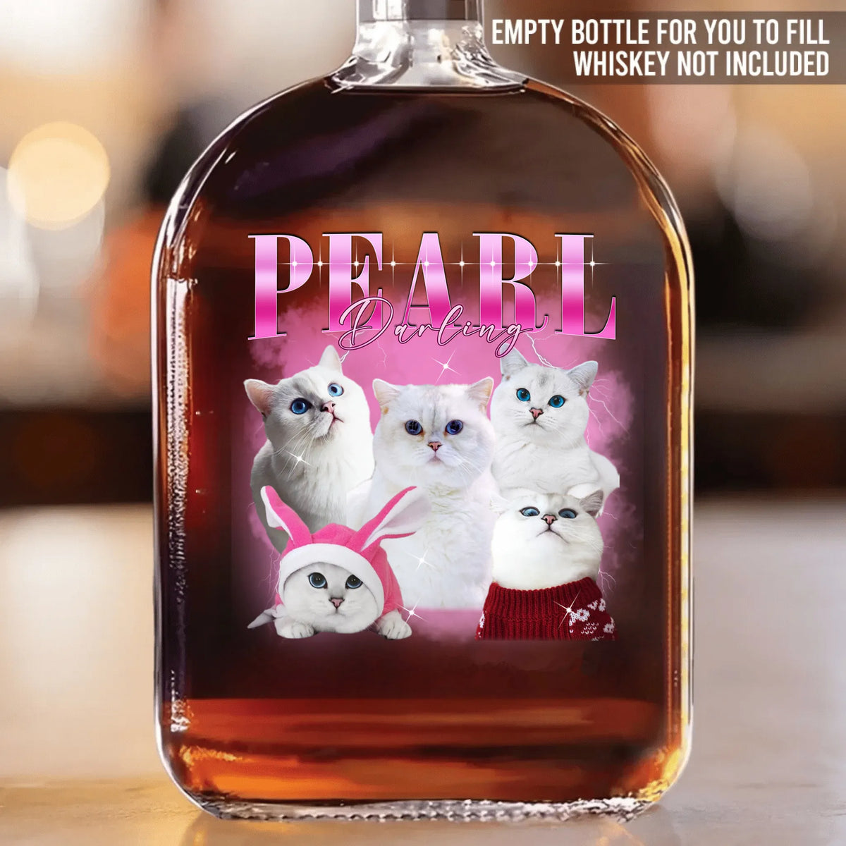 PetFiestas® Custom Cat Dog Pet Vintage Whiskey Bottles