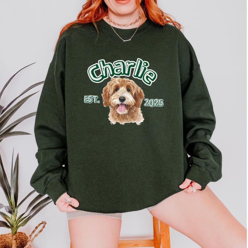 Custom Dog Photo Sweatshirt with Name and Est Year, Retro Dog Mom Shirt